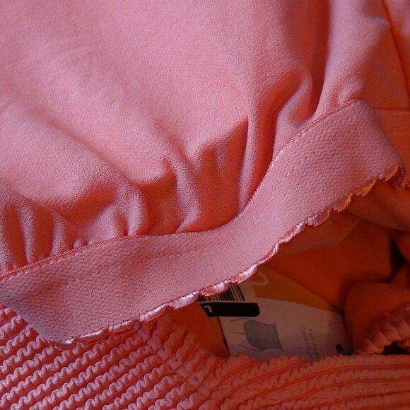 Kona Sol Pucker Textured Square Neck One Piece Swimsuit Coral Pink M, L - Picture 11 of 11